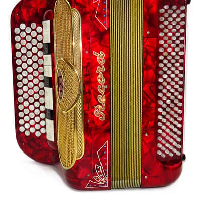Rare 5 Row Button Accordion Record C System 123 Bass Buttons, made in Italy, New Straps, Original Case 2098, Wonderful Rich sound! image 7