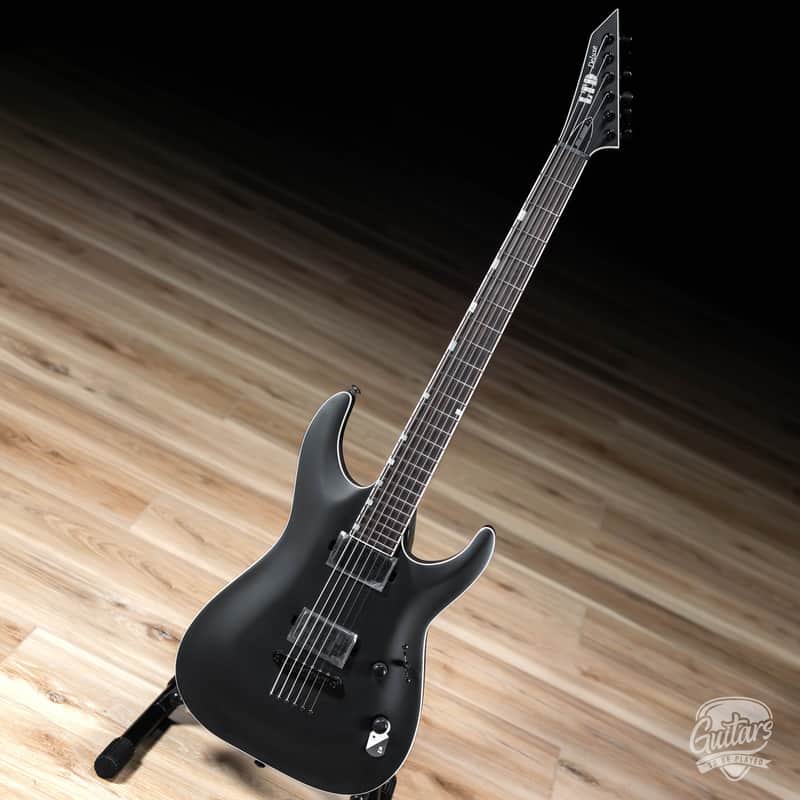 ESP LTD MH-1000 Baritone EMG Guitar – Black Satin image 1