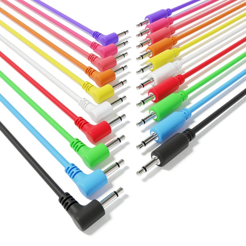 ExcelValley [10-Pack | 45 cm - 17.72"] Hybrid Mono Modular Patch Cables TS 3.5mm 1/8" Eurorack Synth Synthesizer image 1