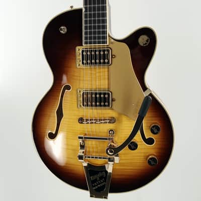 Gretsch Broadkaster Jr. LX Figured Center Block Semi-Hollow Guitar w/ String-Thru Bigsby & Hardshell Case - Caramel Dawn image 3