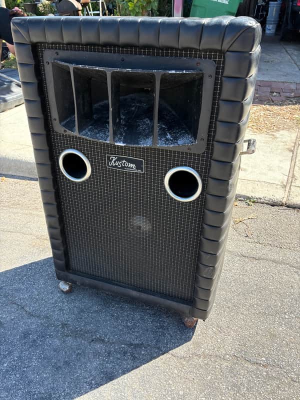 Kustom 1G+1H 1970s - Black Tuck and Roll 1x15 Cab w/ Horn *SUPER RARE* image 1
