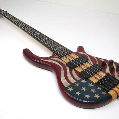 1976 USA Custom Made Electric Bass American Flag Model Red White & Blue Stars & Stripes Inlay wOHSC image 3