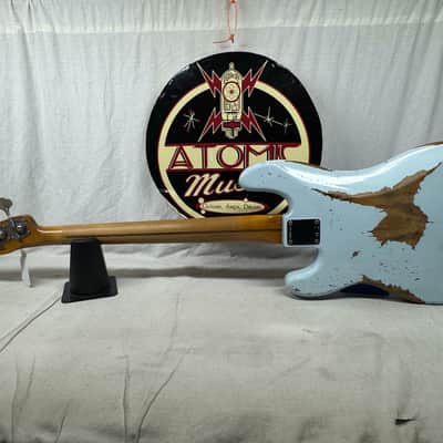 Fender USA Custom Shop '55 1955 Precision Bass Relic 4-string P-Bass with COA + Case 2020 - Sonic Blue / Roasted Maple neck image 8
