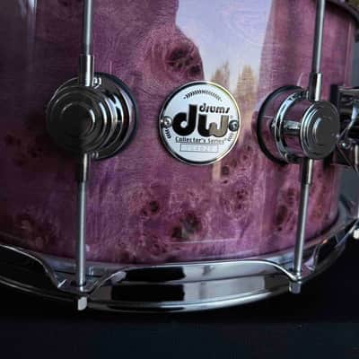 ~WOW!~ DW Collector's Series SSC Pure Maple VLT 7x14 Snare Drum in Violet Gloss Lacquer over Exotic Mapa Burl with Chrome Hardware image 4