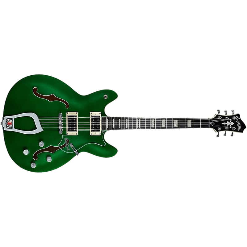 Hagstrom VIKDLXCUS-EDG Viking Deluxe Limited Edition Semi-Hollow Emerald Green image 1