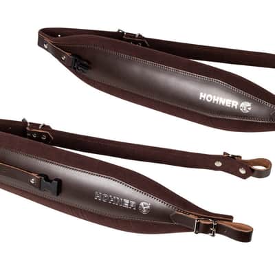 Hohner 44 In. x 4 In. Leather & Velvet Accordion Straps X-Large w/ Back Strap (ACC19-BRN/BRN) image 2