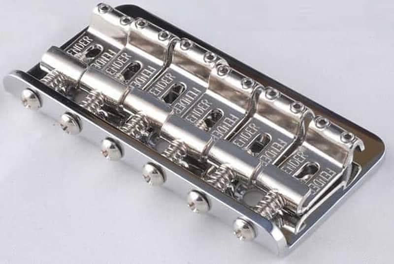 Fender Non Tremolo 6-Saddle Hardtail Classic/Standard Series Stratocaster Bridge Assembly Chrome image 1