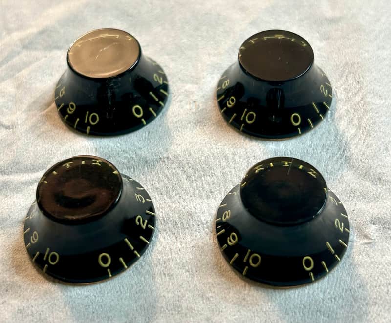 RARE Gibson VOS Custom Shop 50`s reissue black Bonnet / Bell knobs knobs (complete set) MINT image 1