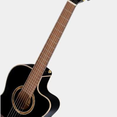 Immagine Ortega Guitars RCE138-T4BK Feel Series Slim Neck Acoustic-Electric Guitar TL Nylon w/ Bag, Black - 11