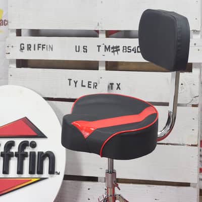 GRIFFIN Drum Throne with Backrest Support (Swivel ProROCK Series) – Saddle Seat Biker-Style Padded Percussion Chair, Height Adjustable for Drummers & Musicians image 11