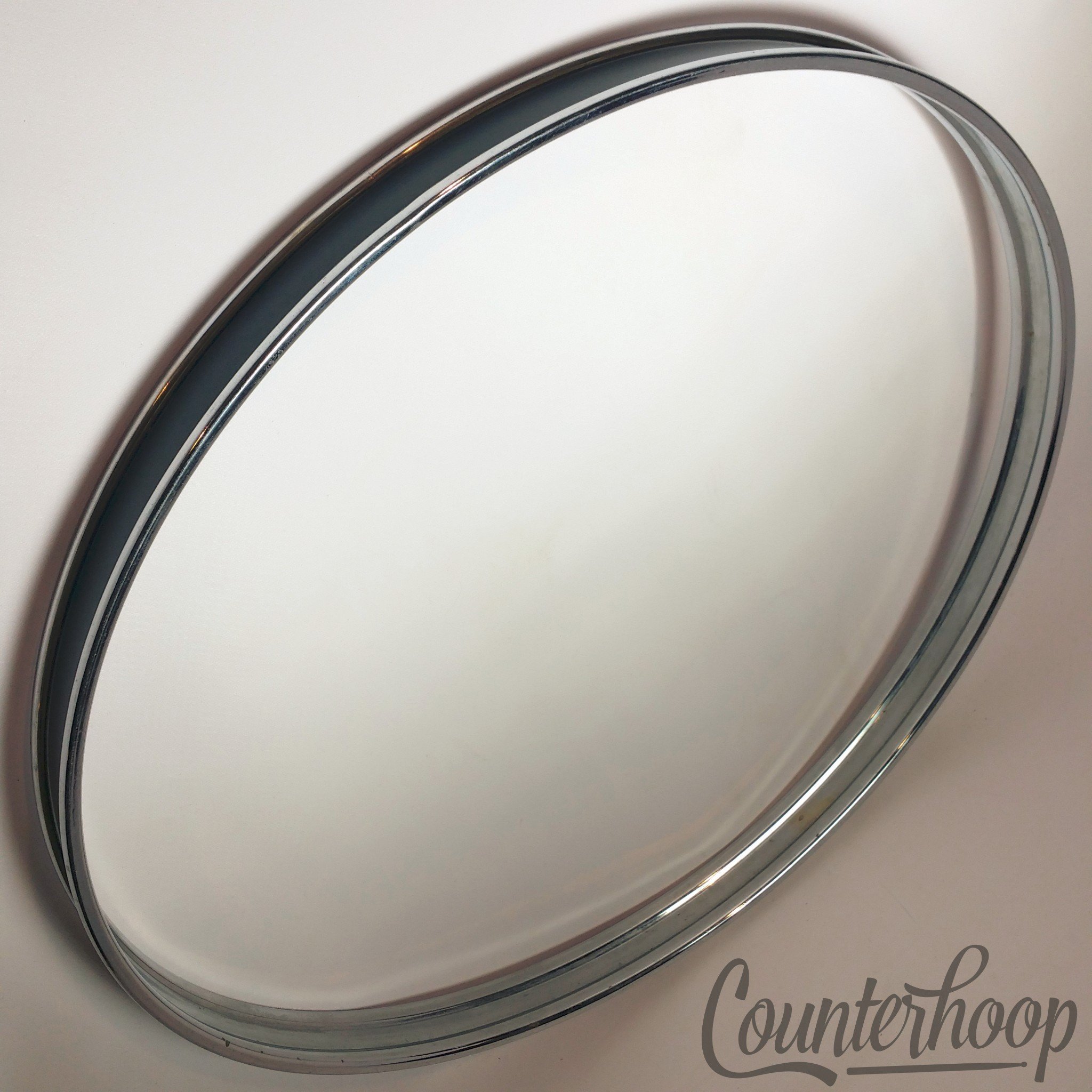 Pearl 22" Bass Drum Metal Hoop/Rim Black Inlay Chrome Steel Vintage 70s Japan* — main photograph