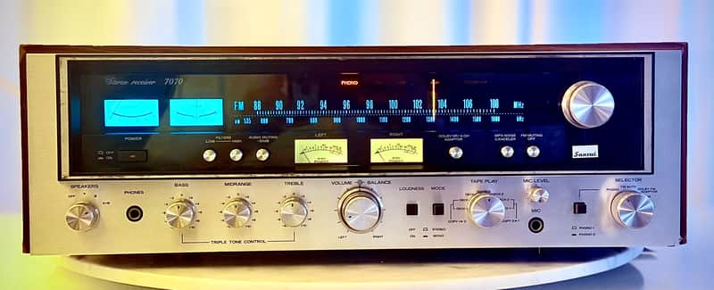 🎶✨ Sansui 7070 Vintage Stereo Receiver w/ Original Wood Case — Serviced, LED Dial, FM Aligned, Bench Tested image 1
