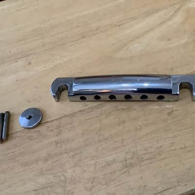 Gibson Stop tailpiece 1970’s - Chrome+ abr-1 bridge pins and domed thumb wheels image 5