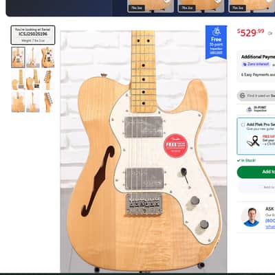 Squier Classic Vibe '70s Telecaster Thinline Loaded Neck image 6