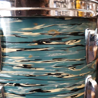 Vintage 1960s Ludwig USA 13" Maple Tom w/ Rings - Bowling Ball Blue Oyster Pearl | 9x13" image 9