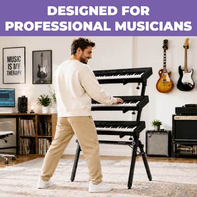 Liquid Stands 3-Tier Adjustable Keyboard and Synth Stand – Professional Stand for Keyboards, Mixers, Synths, and Laptops image 8