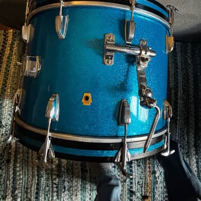 Ludwig 3 ply maple 1969 - 12,13,16,22 Blue sparkle image 11