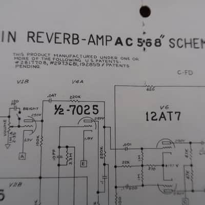 Fender Twin Reverb AC568 1968 Schematic Double Sided Original! image 4