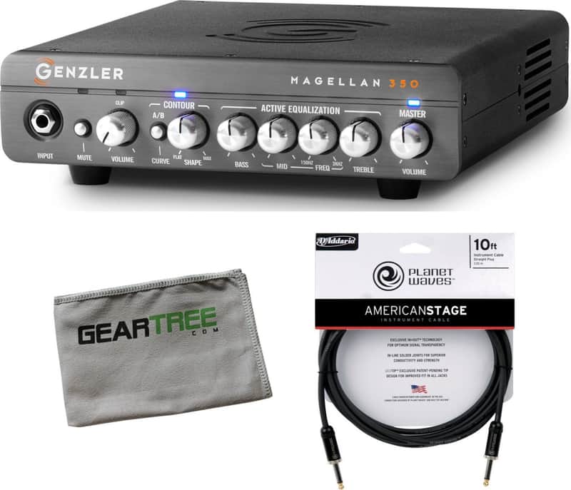 Genzler MG-350 Magellan Bass Amplifier Head w/ Geartree Cloth and Premium Cable image 1