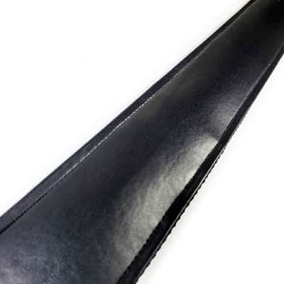 Black Faux Leather Guitar Strap - Black Artificial Leather Guitar Strap - Genuine Leather Ends - Fits Acoustic, Electric or Bass Guitars image 2