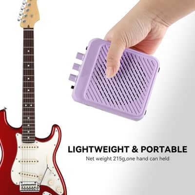 Mini Electric Guitar Amplifier 3W Rechargeable Bluetooth Guitar Amp with Clean Overdrive Channel 5H Working Portable Small Amp for Indoor Practice and Traveling Purple image 3