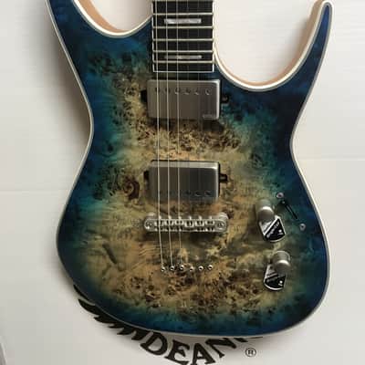 DEAN Exile Select Burled Poplar STQB electric GUITAR new Turquoise Burst - EMG image 2