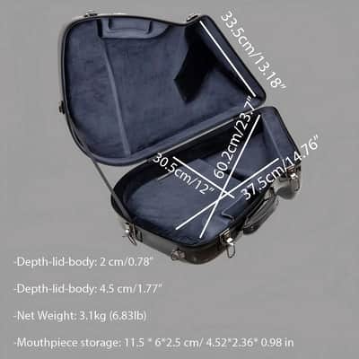 Crossrock French Horn Case - Fiberglass Hardshell Bell Undetachable Hard Case with Backpack Straps image 9
