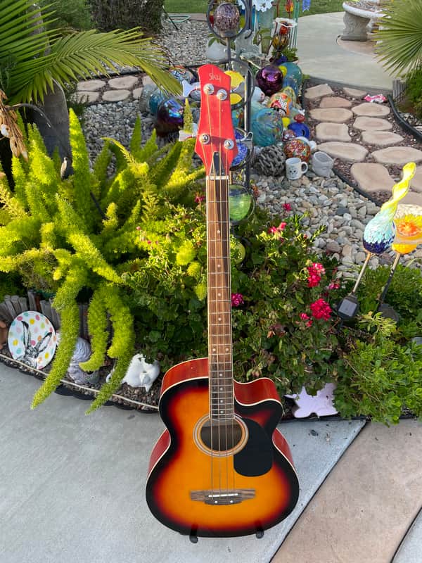 Rare Redburst Sky Electric/Acoustic Bass Guitar image 1