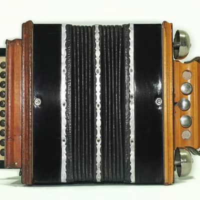 Antique Diatonic Saratovskaya Harmonica, Vintage Handmade Garmon, Button Accordion, 2440, Old Squeezebox Musical Instrument, Small Bayan Accordion image 4