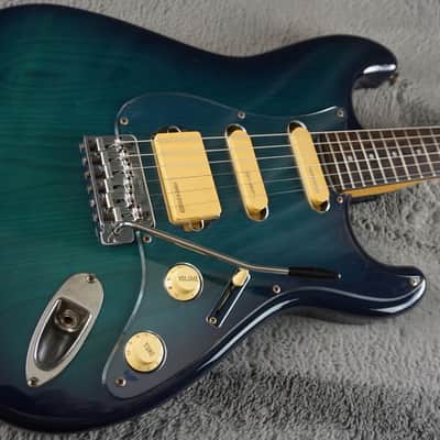 Fernandes “The Function” ST-45C MIJ Electric Guitar Blue Burst Flame Top w/ Fernandes Hard Case image 7