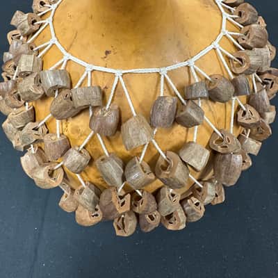 Cameroon African Shekere, Gourd Rattle, Handmade 11" x 8" - MINT image 10