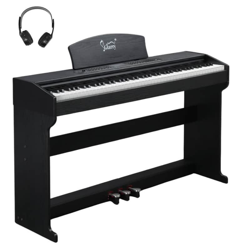 Glarry GDP-209 88-Key Home Fully Weighted Hammer-action Keybed Digital Piano Black with Wood Grain Finish image 1