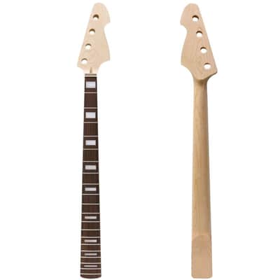Maple Replacement Electric Bass Guitar Neck, 4-String 20 Fret 34'' Scale Length 38mm Nut and 64mm Heel Rosewood Fretboard Bolt On Unfinished Bass Neck DIY Installation & Repair image 1