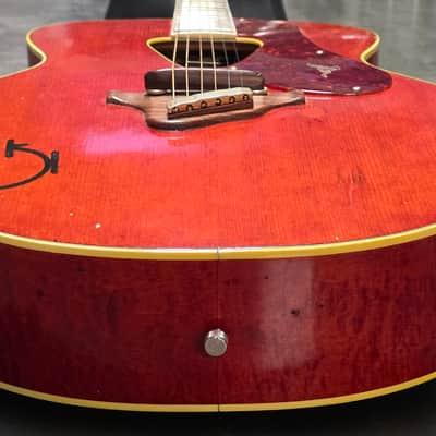 1954 Gretsch 6022 Rancher Jumbo Flat Top Western Orange Early 50s American Vintage 1950's USA G6022 Original Case G Brand Steer Logo Piezo Acoustic-Electric Guitar Spruce Maple Body Country Western Inlays Brazilian Rosewood image 17