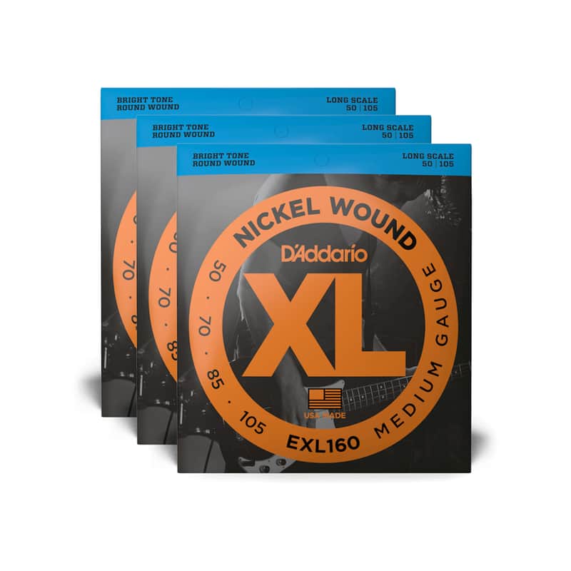 D'Addario EXL160 Medium Gauge 50-105 Long Scale 3 Pack Bundle image 1