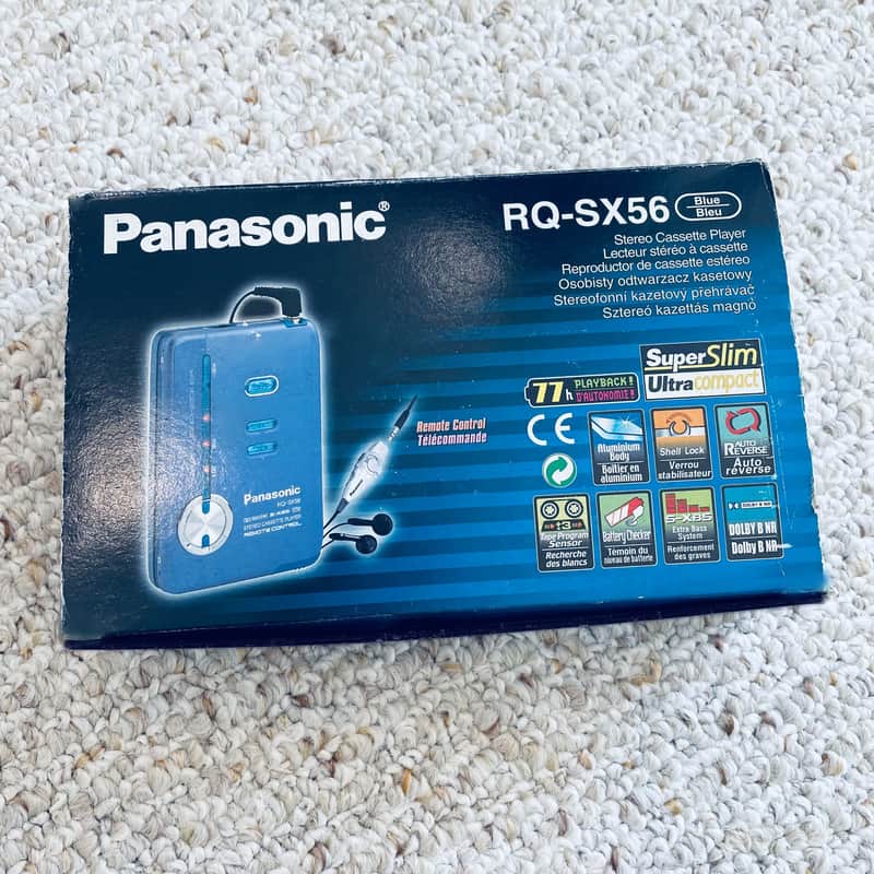 [RARE FULL SET] Panasonic SX56 Walkman Cassette Player, NEAR MINT BLUE ! Working ! image 1