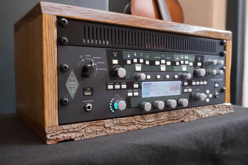 19” 4U Solid Oak Wooden Rack Unit Studio Storage with Live Edge image 1