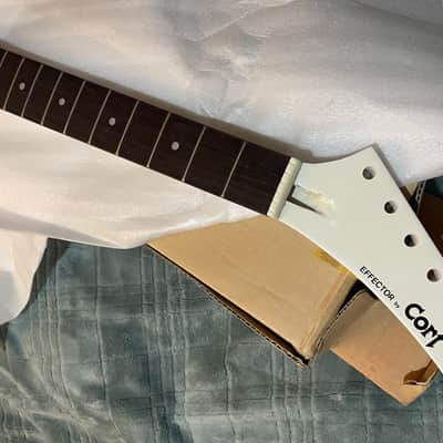 NOS. "NewVintage Cort banana Rare Flawless neck Effector bone stock NEW N.O.S. guitar neck 1970's - white flawless w factory screened logo Unplayed new frets image 2