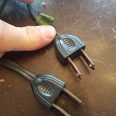Yazaki one (1) 117V Power Cord Electric Cable cut Japan, not Phalo Vintage non-polarized black 1940s-1960s image 1
