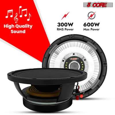 5 Core 10" Subwoofer Speaker 300W RMS Full Range Car Audio Sub Woofer 4 Ohm Bass Replacement Driver image 2