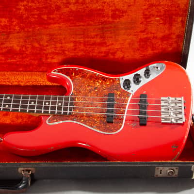1965 Fender Jazz Bass – Dakota Red w/ Matching Headstock, Original Pickups, OHSC image 1