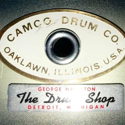 Rare 1960s Camco Oaklawn Oval Badge 5x14 Tuxedo Snare Drum in Black & Gold Duco image 7