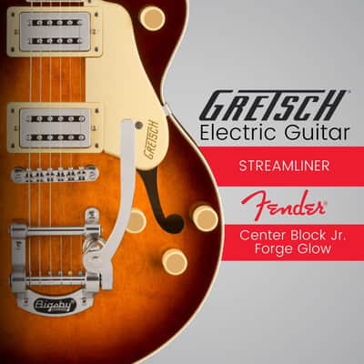 Gretsch G2655T Streamliner Center Block Jr. Double-Cut Electric Guitar with Bigsby and Laurel Fingerboard (Forge Glow) Bundle with Gretsch Case for Streamliner Electric Guitar (Brown) image 3