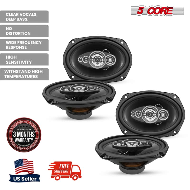 5Core 6x9 Car Speaker 800W 4Pcs 4Ohm 4 Way Coaxial Speaker Audio w Super Tweeter Universal Fit image 1