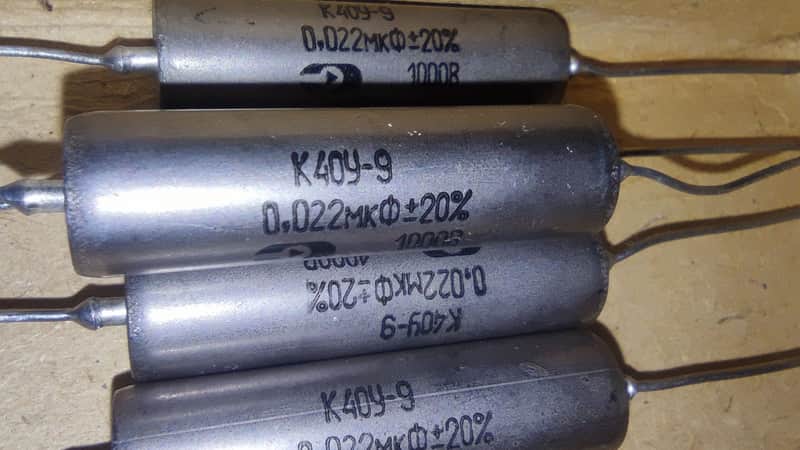 2x 0.022uF K40Y-9 NOS Soviet PIO 22 nF 1000v guitar tone capacitors Paper In Oil Amp image 1