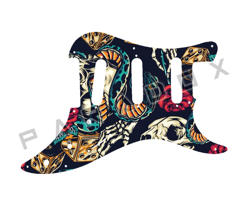 Custom Pickguard For 1986 - 1988 Made in Japan Squier by Fender Bullet S-3T - Vintage Flash Tattoo Graphic .090" image 1