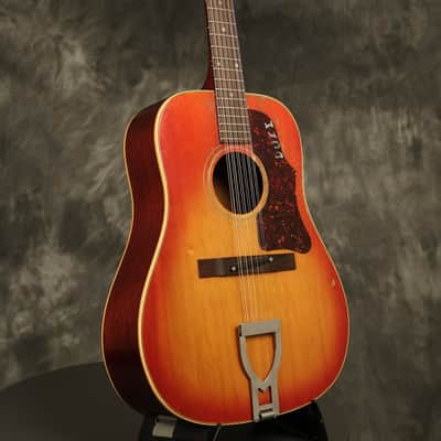 1966 Gibson B-45-12 string Dreadnought flattop acoustic Cherry Sunburst image 9