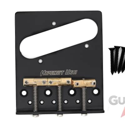 Hipshot LEFT-HANDED 4-Hole 3-Compensated Saddle Vintage Tele Guitar Bridge BLACK image 1