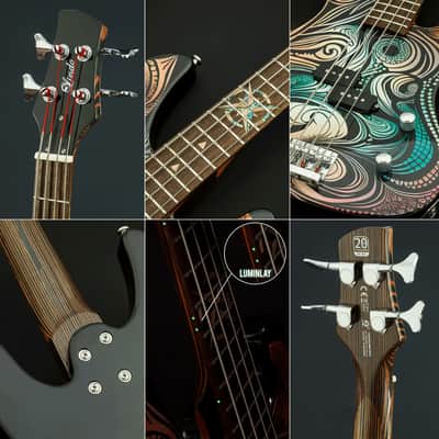 Lindo Sahara Electric Bass Guitar (30" Short Scale) | Nautical Star 12th Fret Inlay - Graphic Art Finish | 20th Anniversary Special Edition image 9