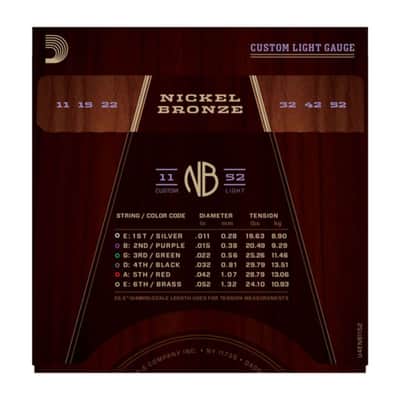 D'Addario NB1152 11-52 Nickel Bronze Acoustic Custom Light - Acustic Guitar Strings image 3